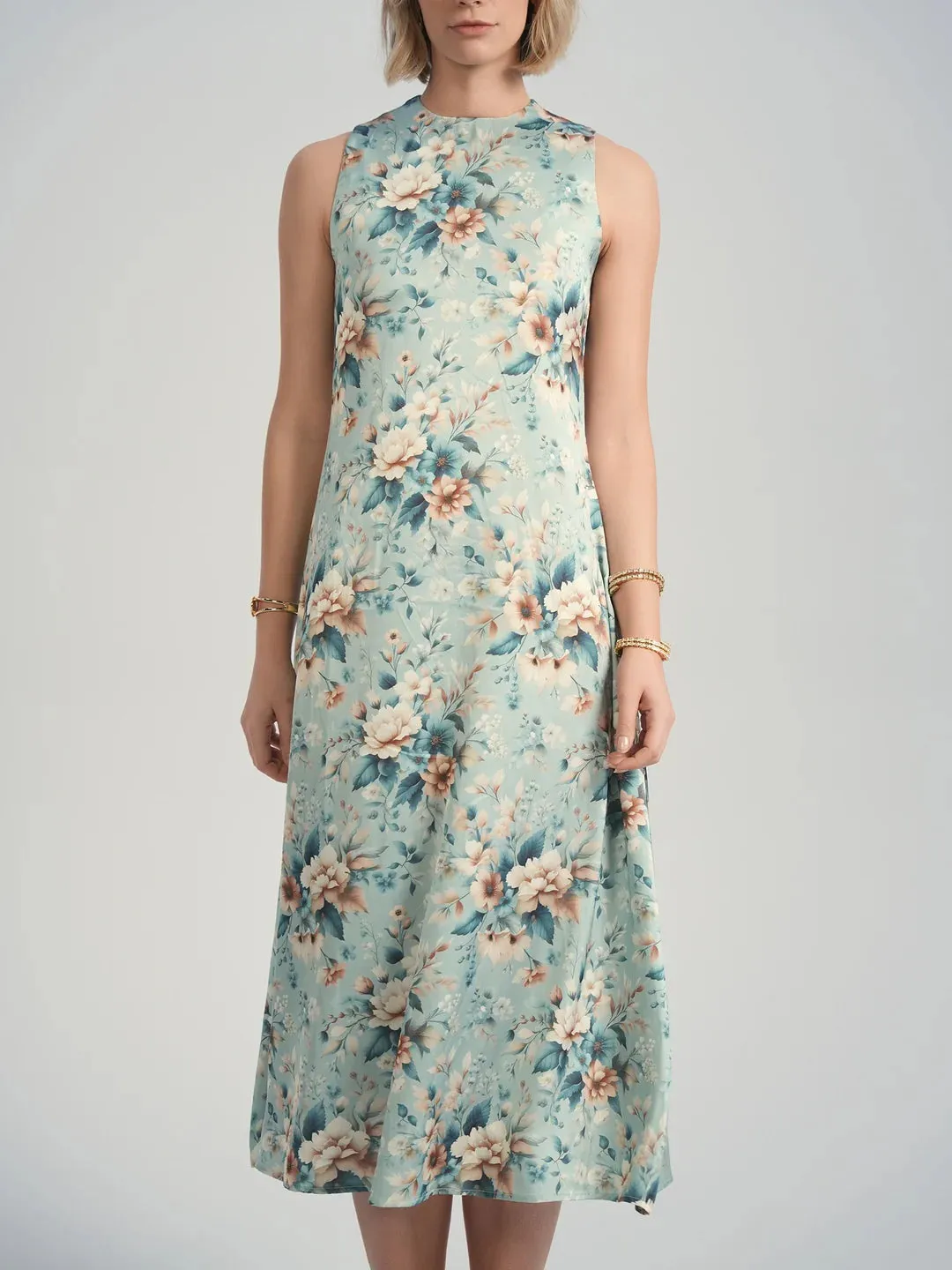 ALZ-D875 BLUE FLORAL SLIP DRESS