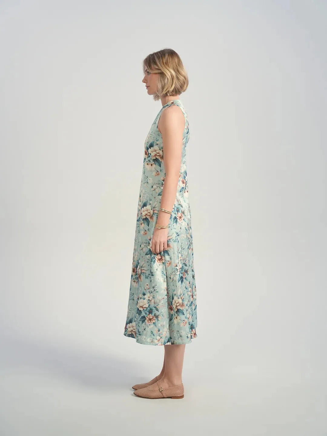ALZ-D875 BLUE FLORAL SLIP DRESS