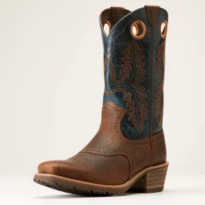 Ariat Men’s Hybrid Roughstock Square Toe Fiery Brown Crunch Western Boot