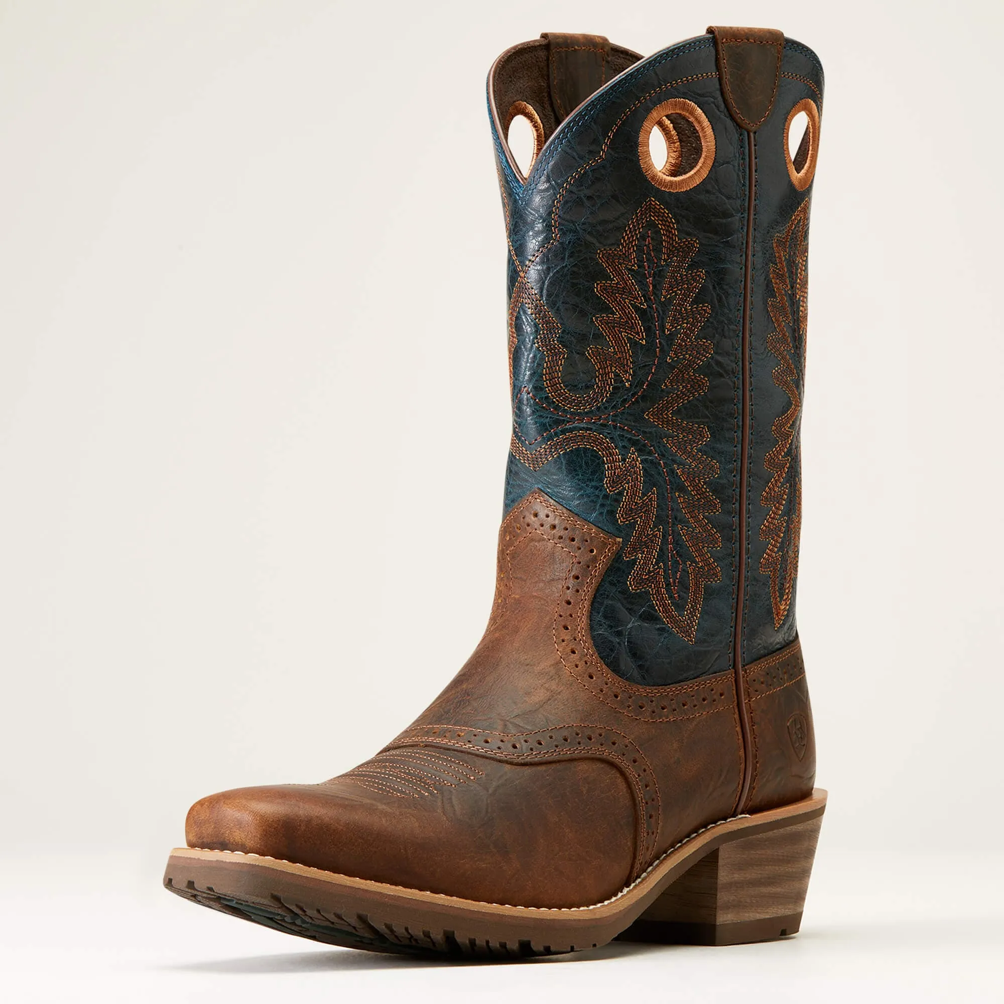 Ariat Men’s Hybrid Roughstock Square Toe Fiery Brown Crunch Western Boot
