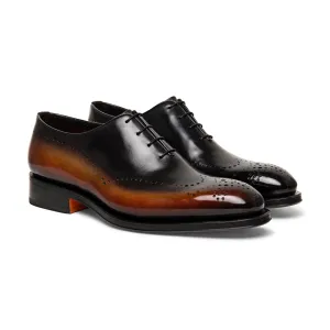 Black and Tan Leather Elliott Whole Cut Brogue Oxfords - Formal Shoes - AW24
