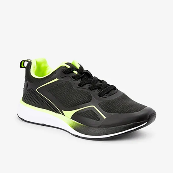 Black Fluro Elastic Lace Trainers (older Boys)