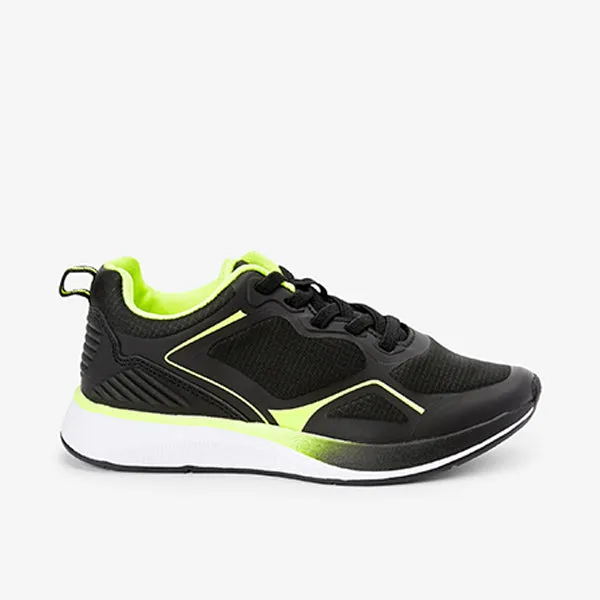 Black Fluro Elastic Lace Trainers (older Boys)