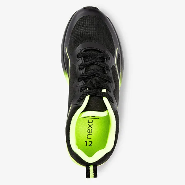 Black Fluro Elastic Lace Trainers (older Boys)