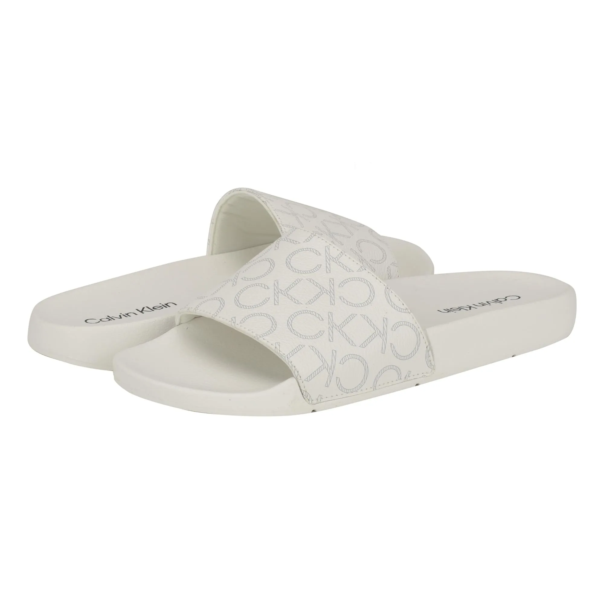 Calvin Klein Women's Athens Slide Sandal, White 140, 8