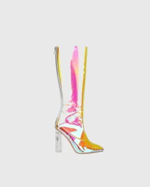 Carola PVC Knee High Boots In Multicolor