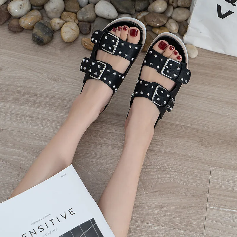 Comelyy Belt Buckle Flat Versatile Women Sandals