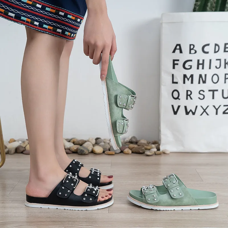 Comelyy Belt Buckle Flat Versatile Women Sandals
