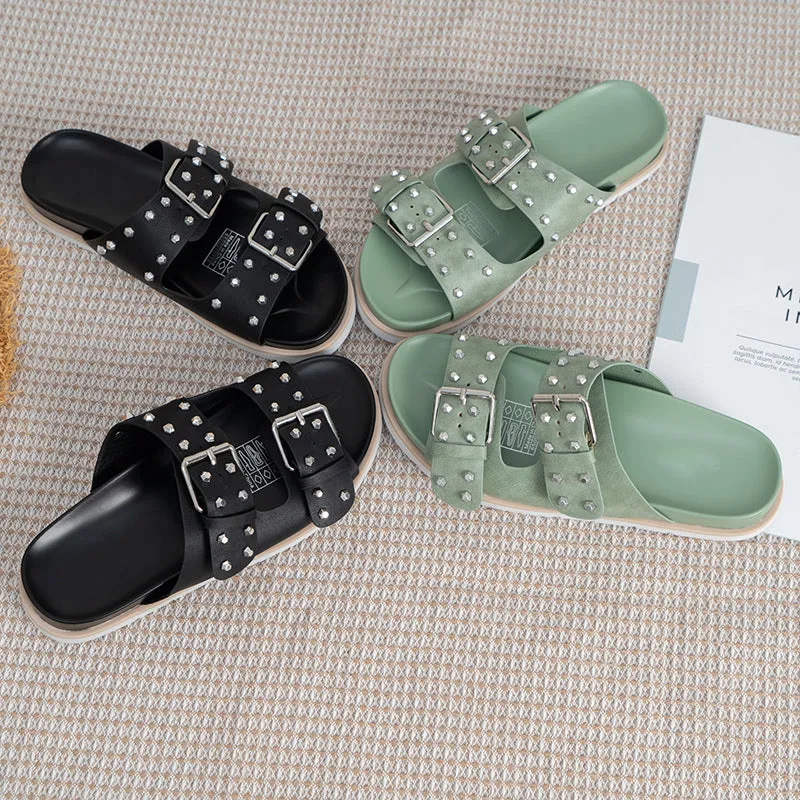 Comelyy Belt Buckle Flat Versatile Women Sandals