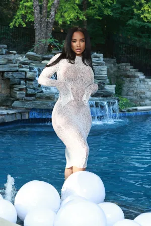 Effortless Long Sleeve Knit Maxi Dress - White