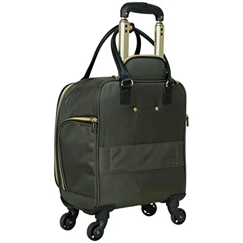 Kenneth Cole Reaction Women's Chelsea Luggage Chevron Softside 8-Wheel Spinner Expandable Suitcase Collection, Olive, 4 Underseater