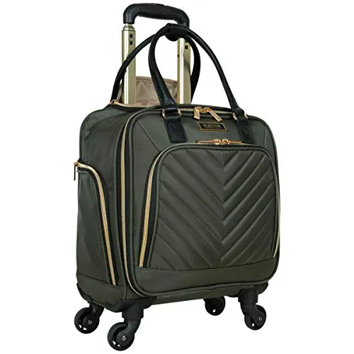 Kenneth Cole Reaction Women's Chelsea Luggage Chevron Softside 8-Wheel Spinner Expandable Suitcase Collection, Olive, 4 Underseater