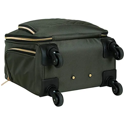 Kenneth Cole Reaction Women's Chelsea Luggage Chevron Softside 8-Wheel Spinner Expandable Suitcase Collection, Olive, 4 Underseater