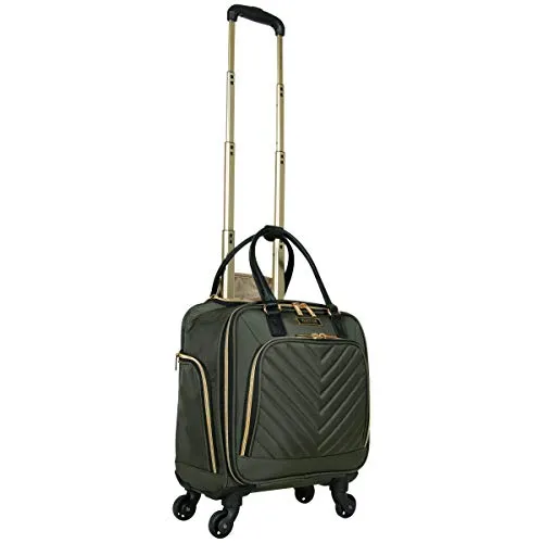 Kenneth Cole Reaction Women's Chelsea Luggage Chevron Softside 8-Wheel Spinner Expandable Suitcase Collection, Olive, 4 Underseater