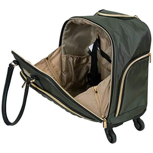 Kenneth Cole Reaction Women's Chelsea Luggage Chevron Softside 8-Wheel Spinner Expandable Suitcase Collection, Olive, 4 Underseater