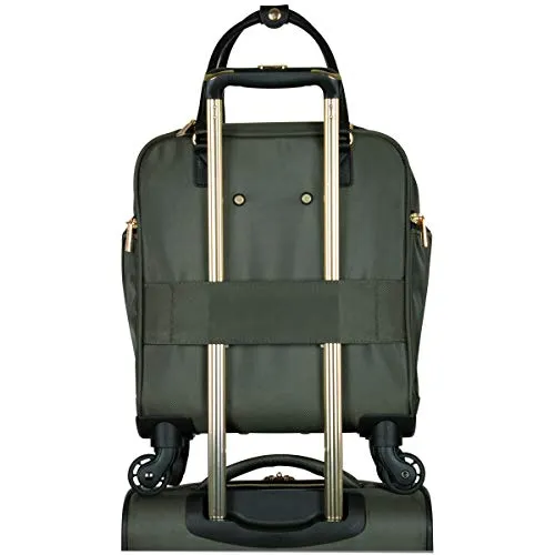 Kenneth Cole Reaction Women's Chelsea Luggage Chevron Softside 8-Wheel Spinner Expandable Suitcase Collection, Olive, 4 Underseater