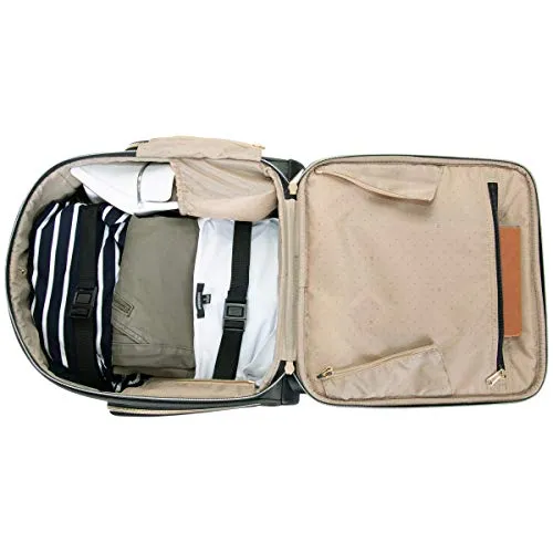 Kenneth Cole Reaction Women's Chelsea Luggage Chevron Softside 8-Wheel Spinner Expandable Suitcase Collection, Olive, 4 Underseater