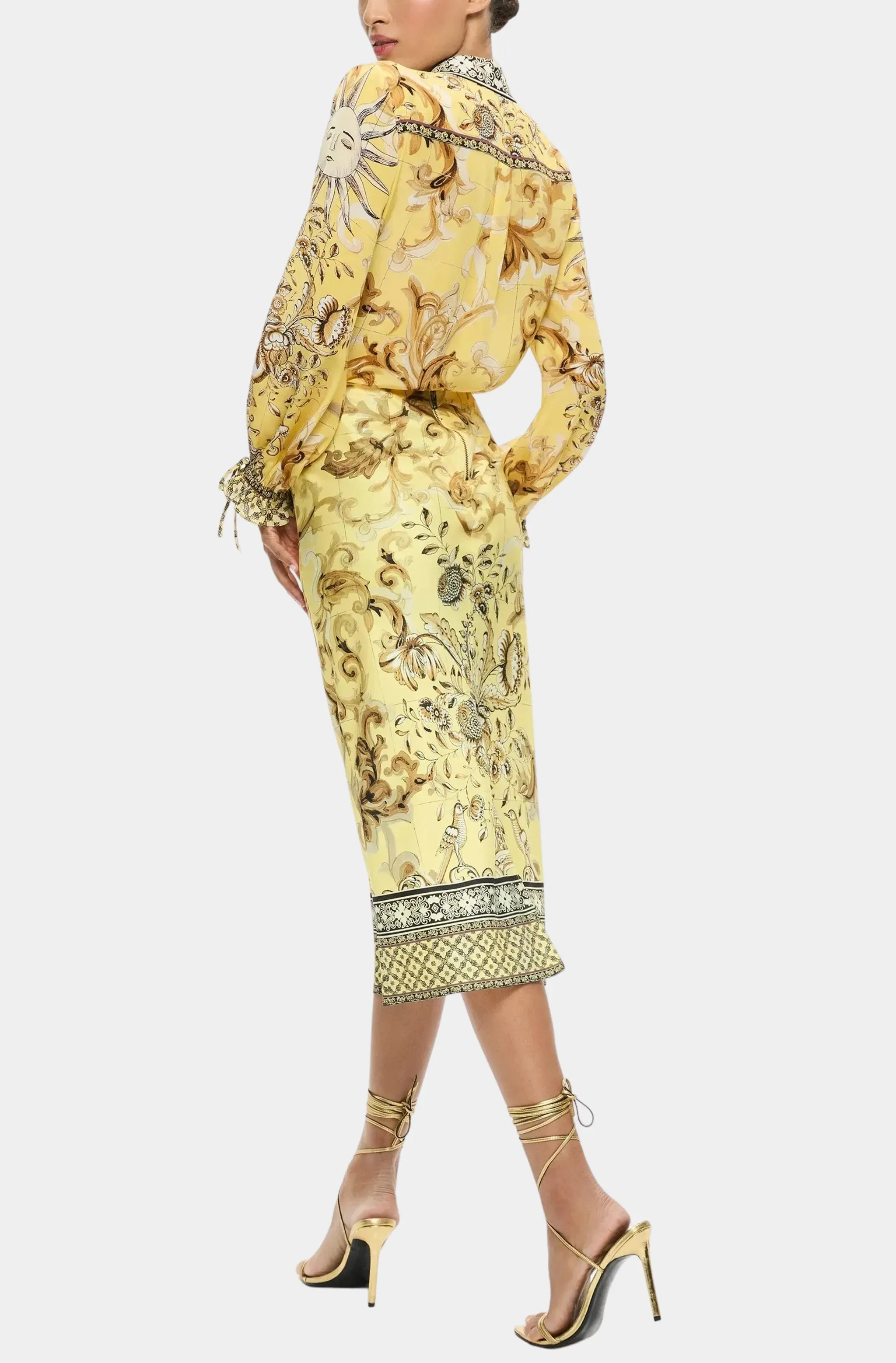 Maeve Mid Length Slip Skirt With Slit