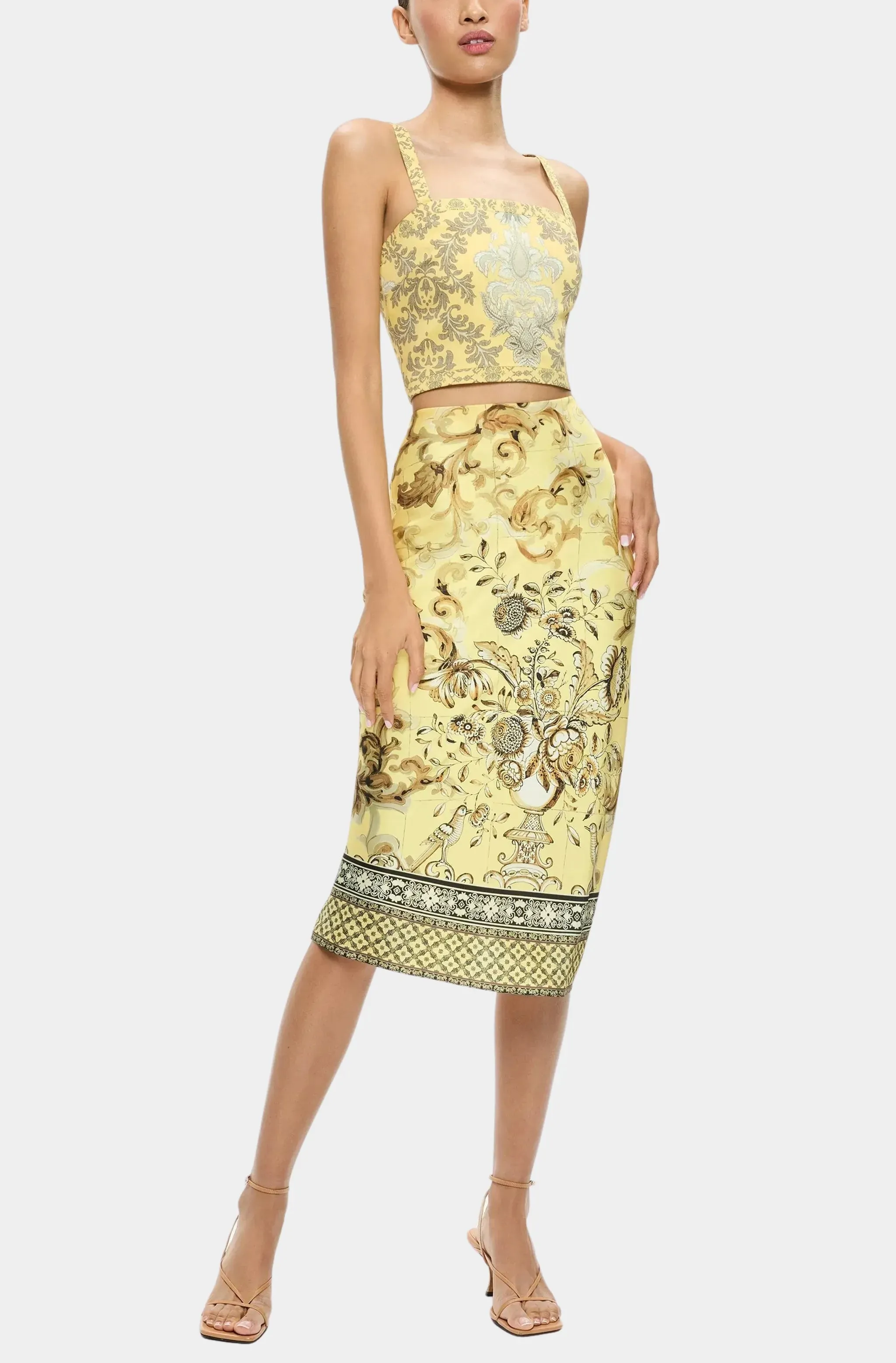 Maeve Mid Length Slip Skirt With Slit