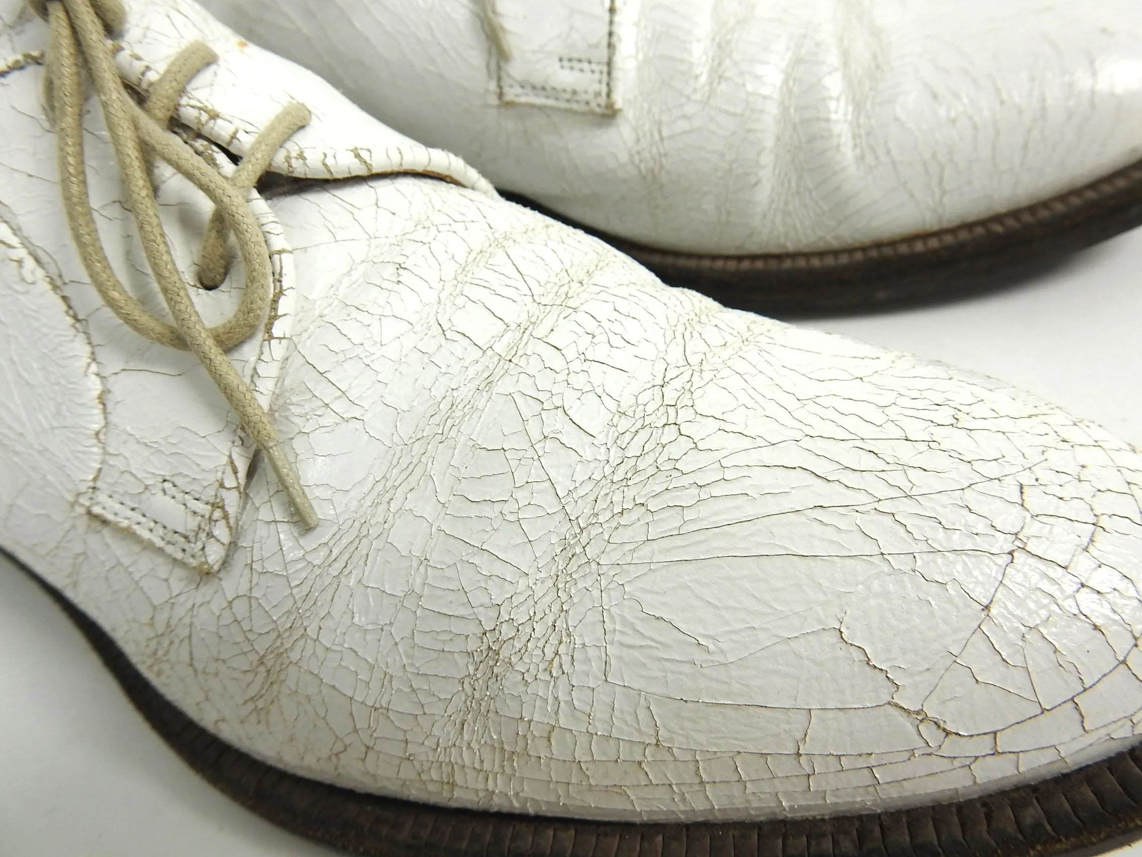 Margiela Replica Ceremonial Military Cracked Leather Derbies White 41