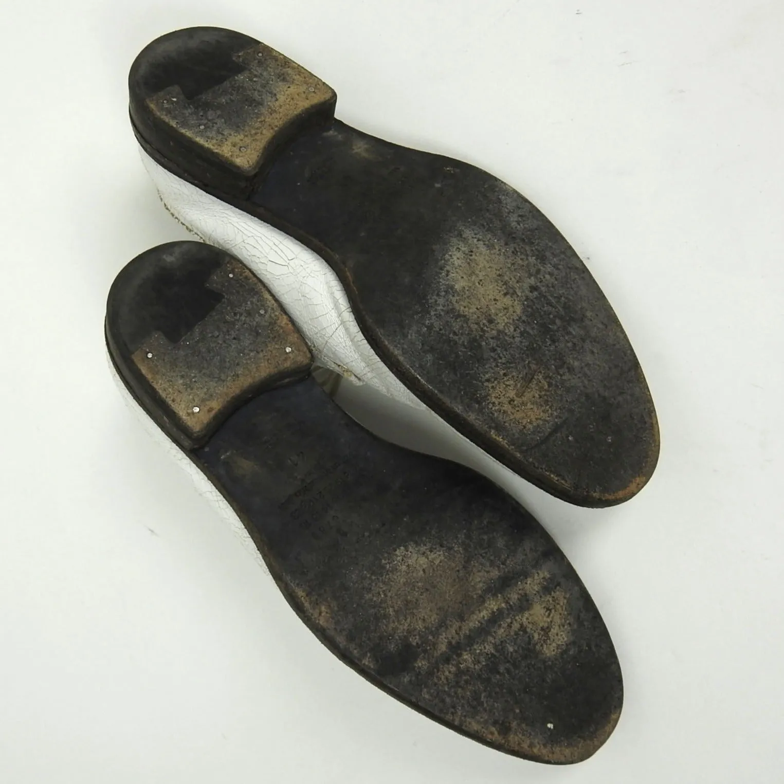 Margiela Replica Ceremonial Military Cracked Leather Derbies White 41