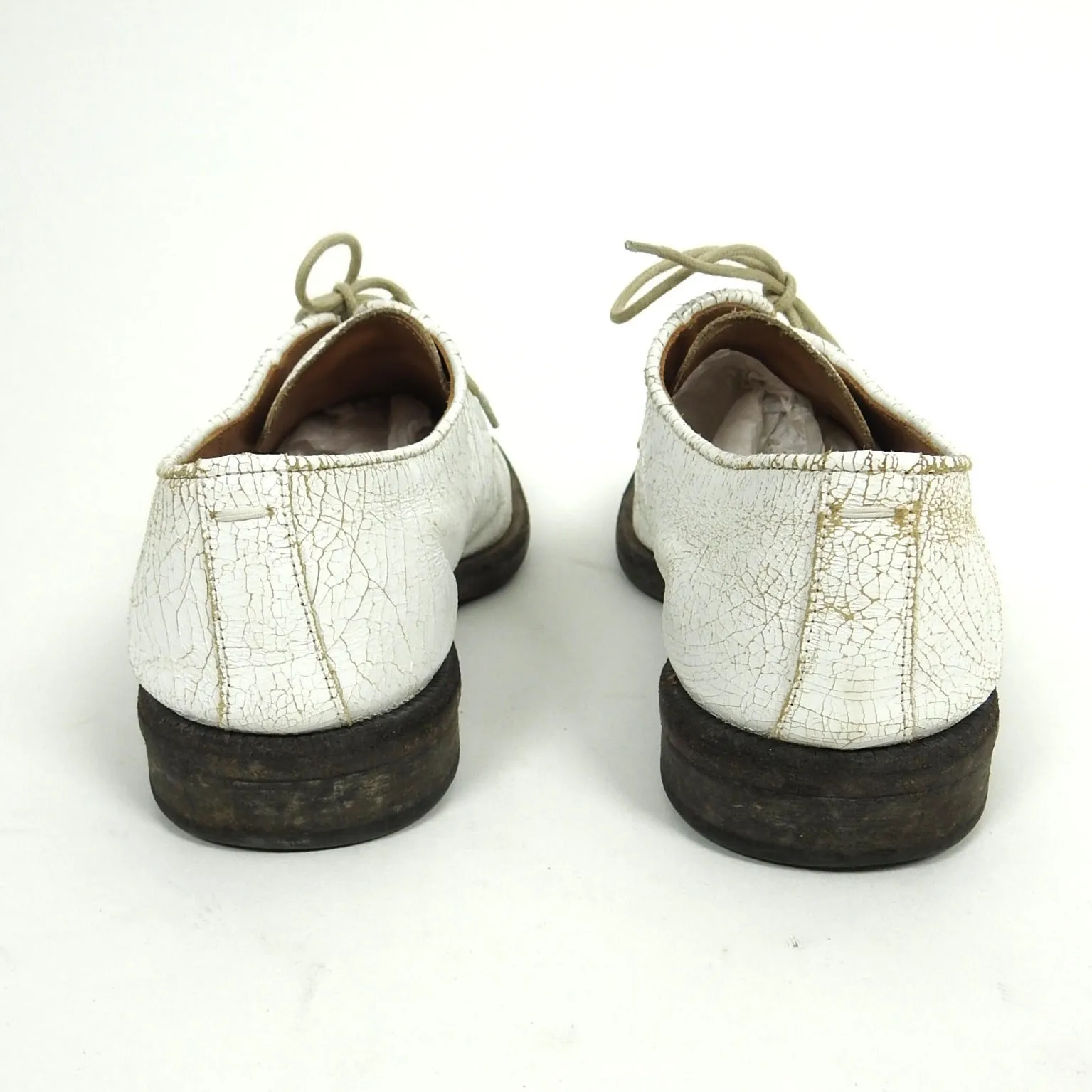 Margiela Replica Ceremonial Military Cracked Leather Derbies White 41