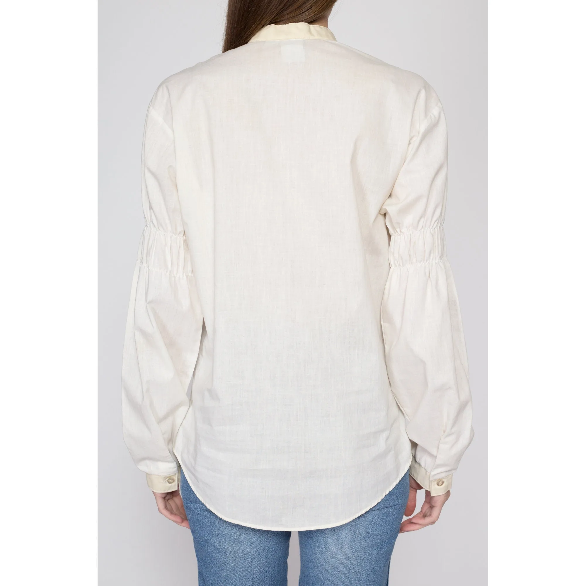 Med-Lrg 70s Does Victorian White Bishop Sleeve Shirt Unisex