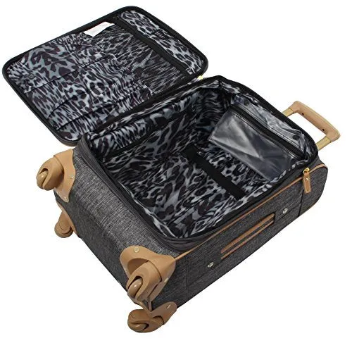 Nicole Miller Paige Collection 20" Expandable Carry On Luggage Spinner (Silver)