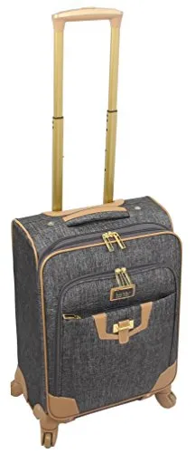 Nicole Miller Paige Collection 20" Expandable Carry On Luggage Spinner (Silver)