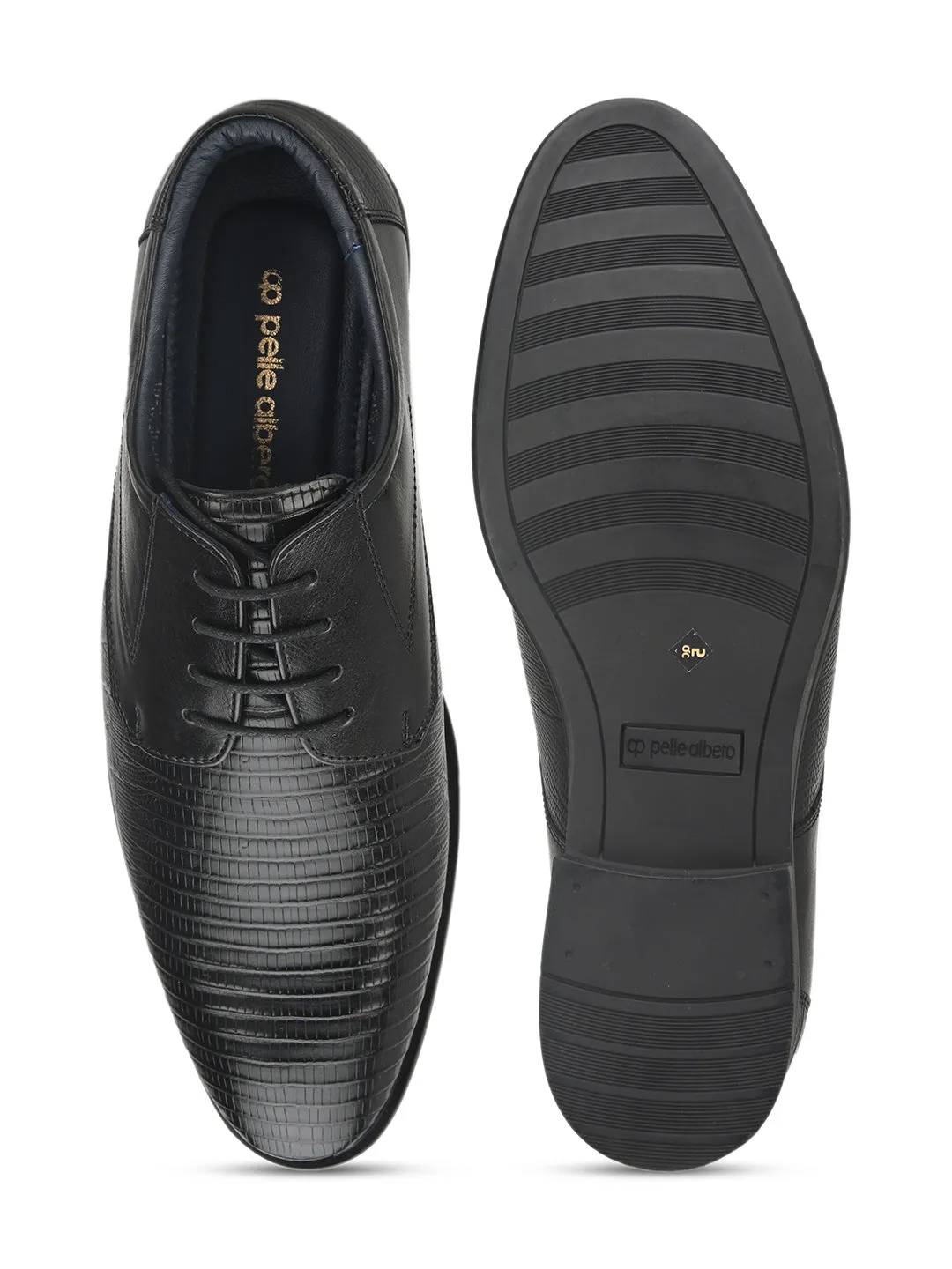 Pelle Albero Black Derby for Men