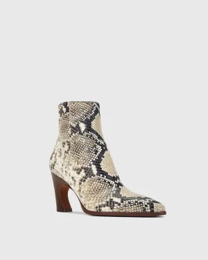 Rachele Snake Print Leather Ankle Boots