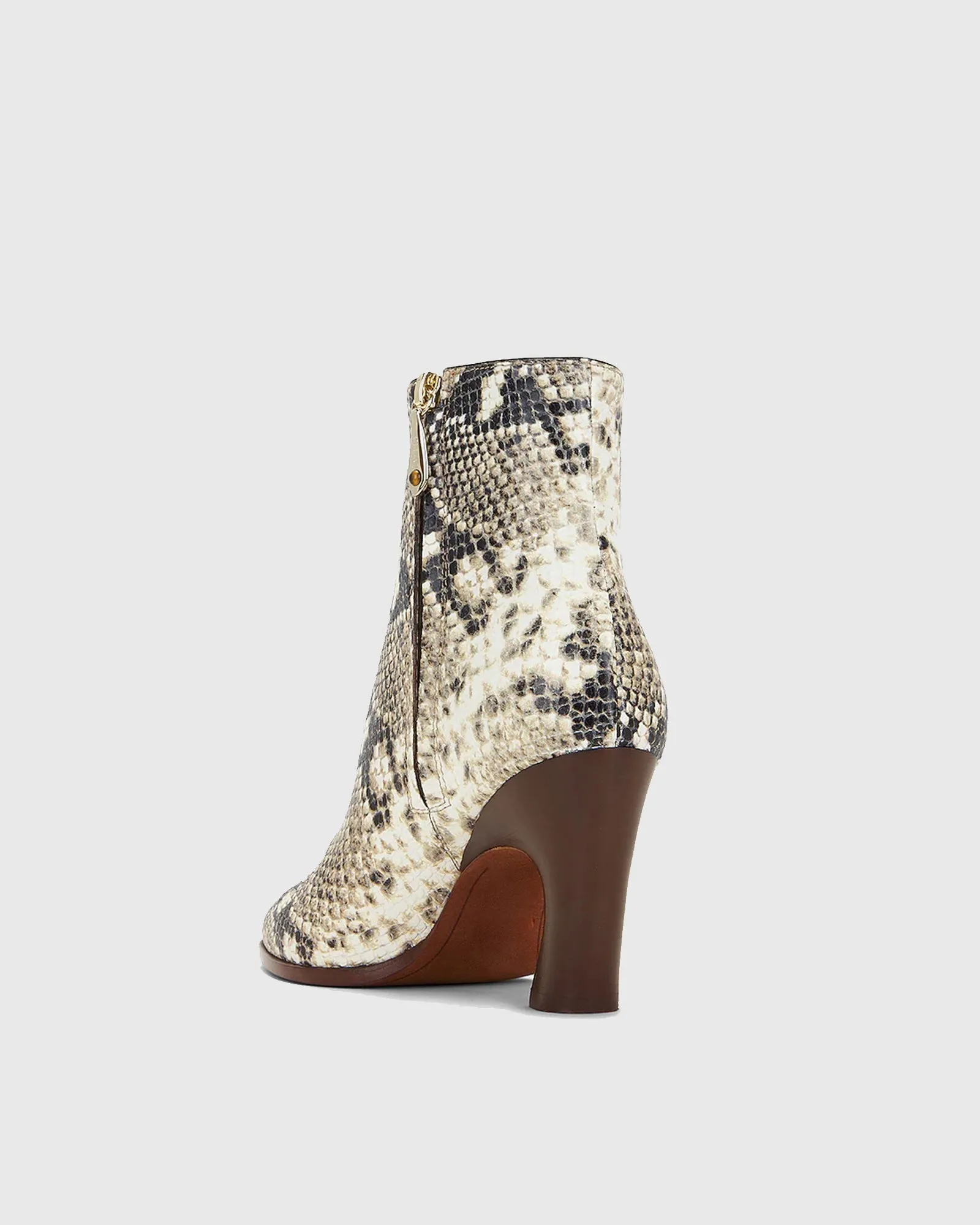 Rachele Snake Print Leather Ankle Boots
