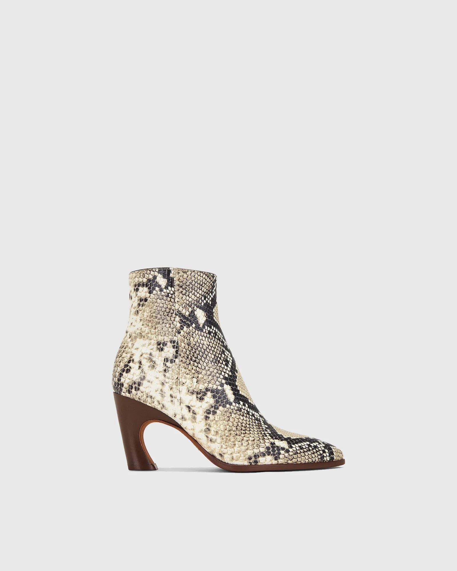 Rachele Snake Print Leather Ankle Boots