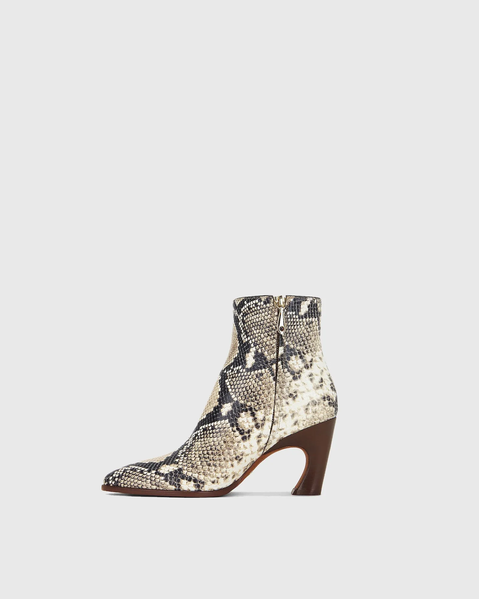 Rachele Snake Print Leather Ankle Boots