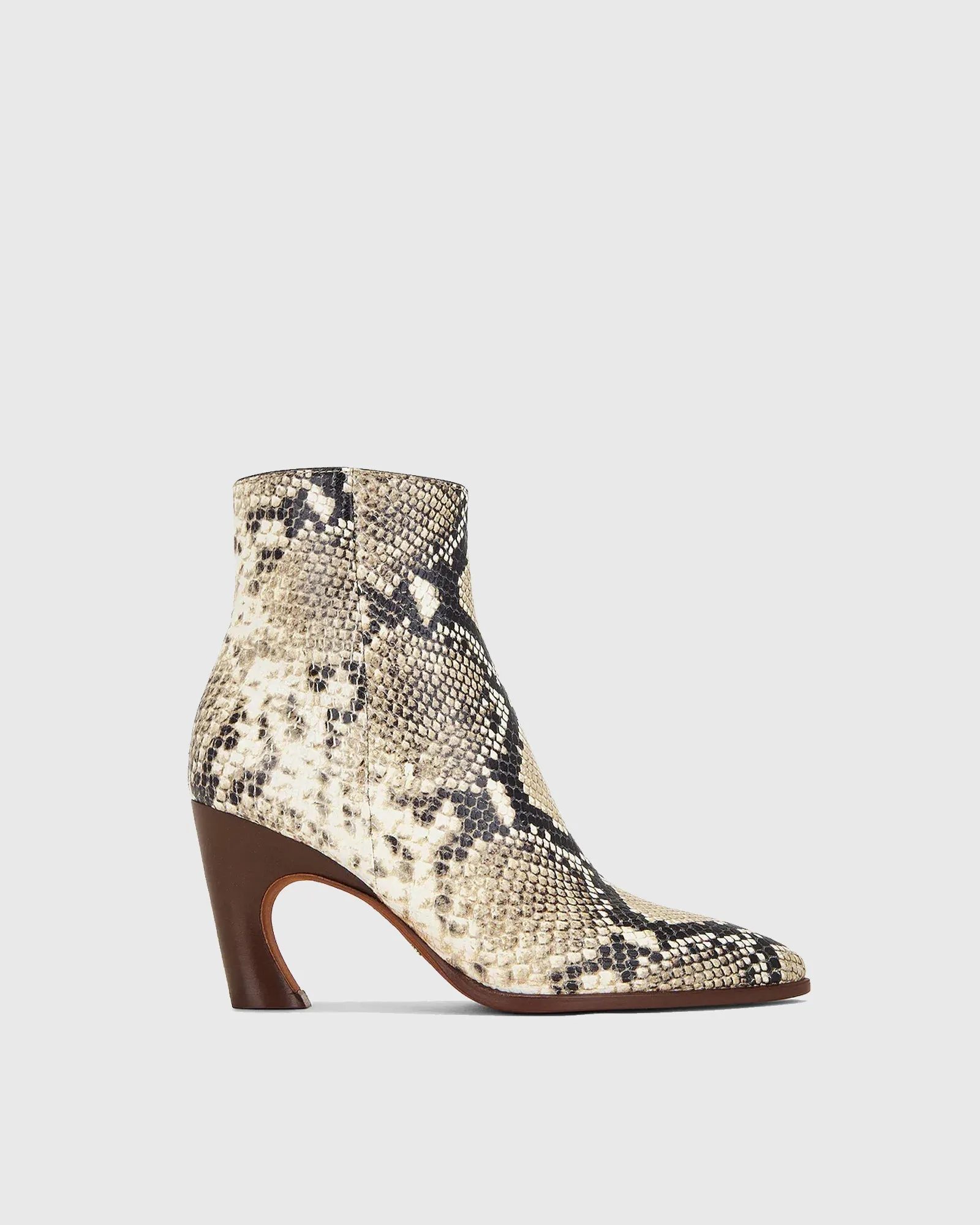 Rachele Snake Print Leather Ankle Boots