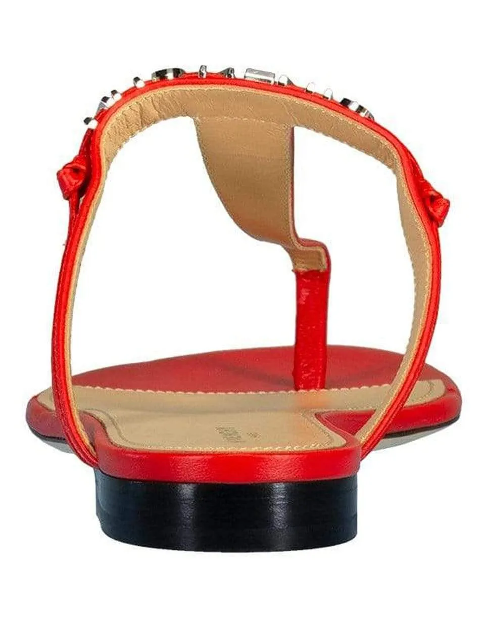 Red Elba Flat Thong Sandals