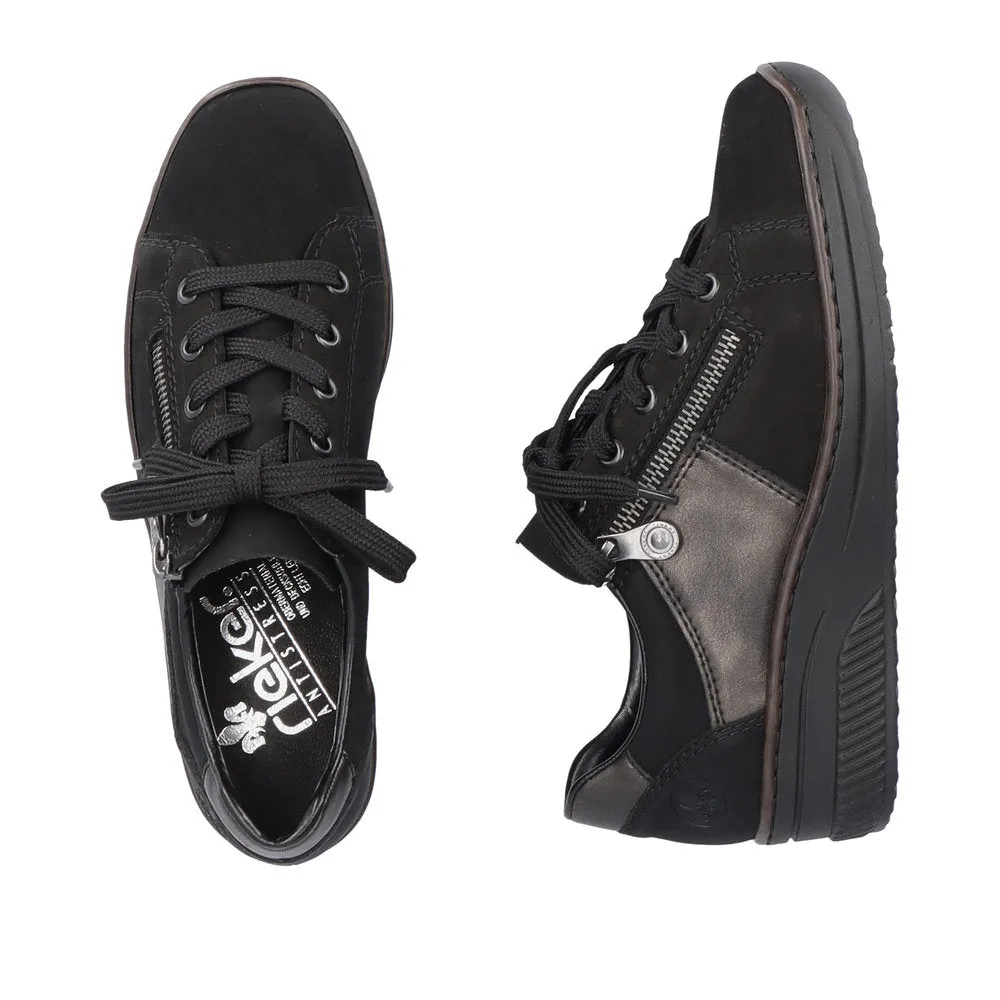 Rieker Ladies Zip Sided Lace Up Shoe