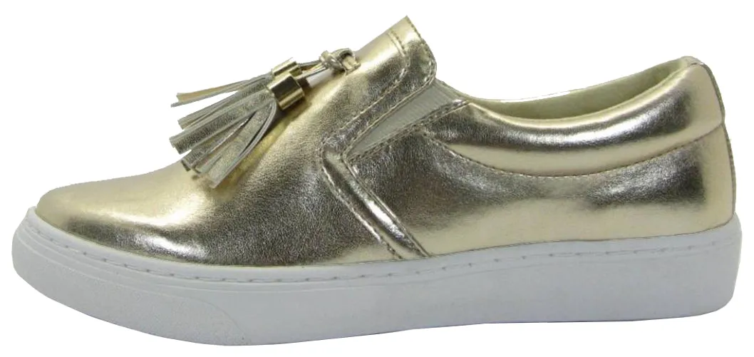 Soda Women's Closed Almond Toe Tassel Loafer Platform Flatform Fashion Sneaker