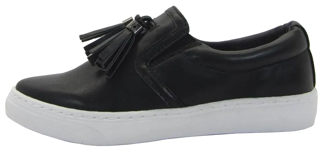 Soda Women's Closed Almond Toe Tassel Loafer Platform Flatform Fashion Sneaker