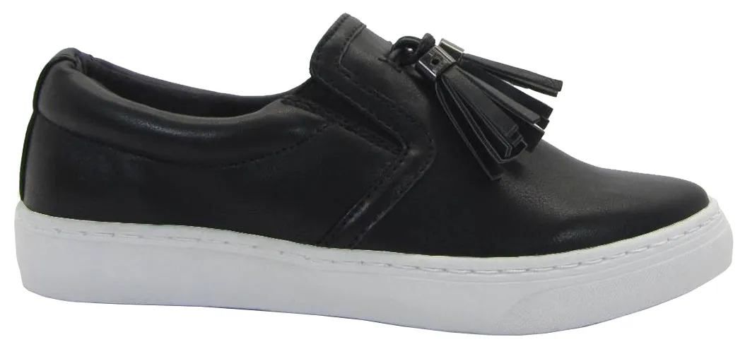 Soda Women's Closed Almond Toe Tassel Loafer Platform Flatform Fashion Sneaker