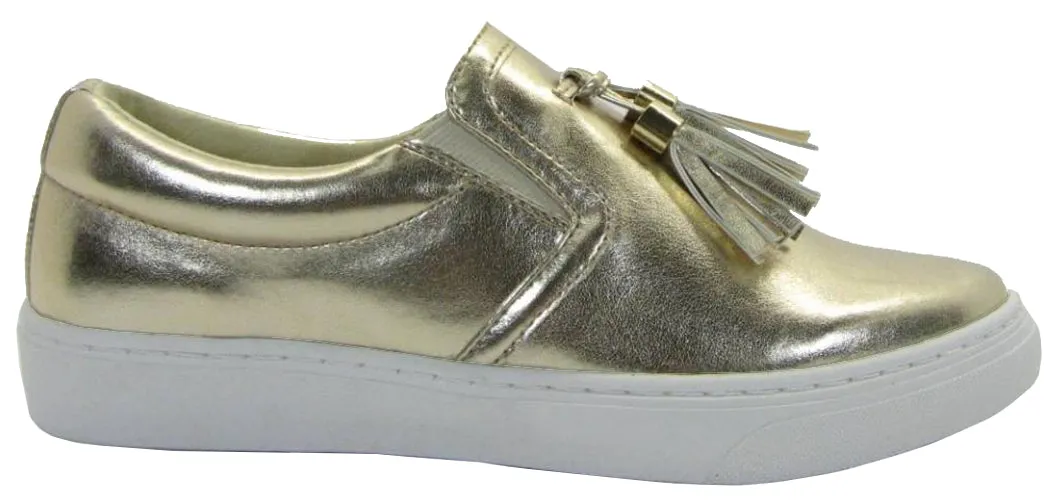 Soda Women's Closed Almond Toe Tassel Loafer Platform Flatform Fashion Sneaker