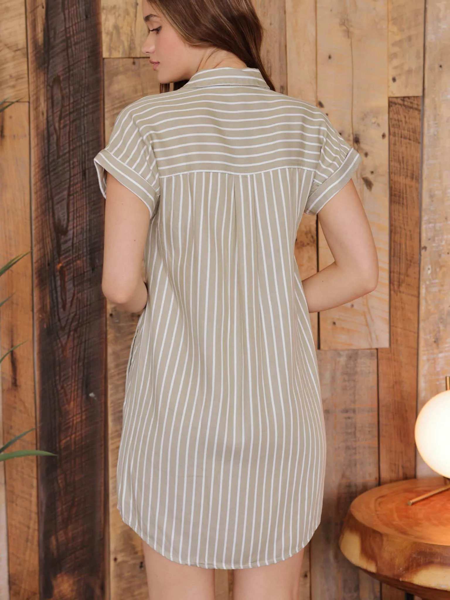 Stripe Short Sleeve Shirt Dress