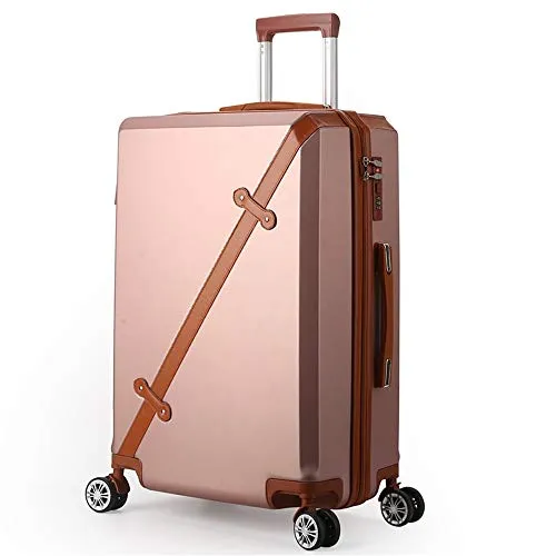 TangFeii-trunk Boarding Luggage Universal 2 Piece Set Spinner Luggage Expandable Travel Suitcase 20in 14in/24in 14in Wheel Upright Carry-on Luggag (Color : Rose Gold, Size : 20in 14in)