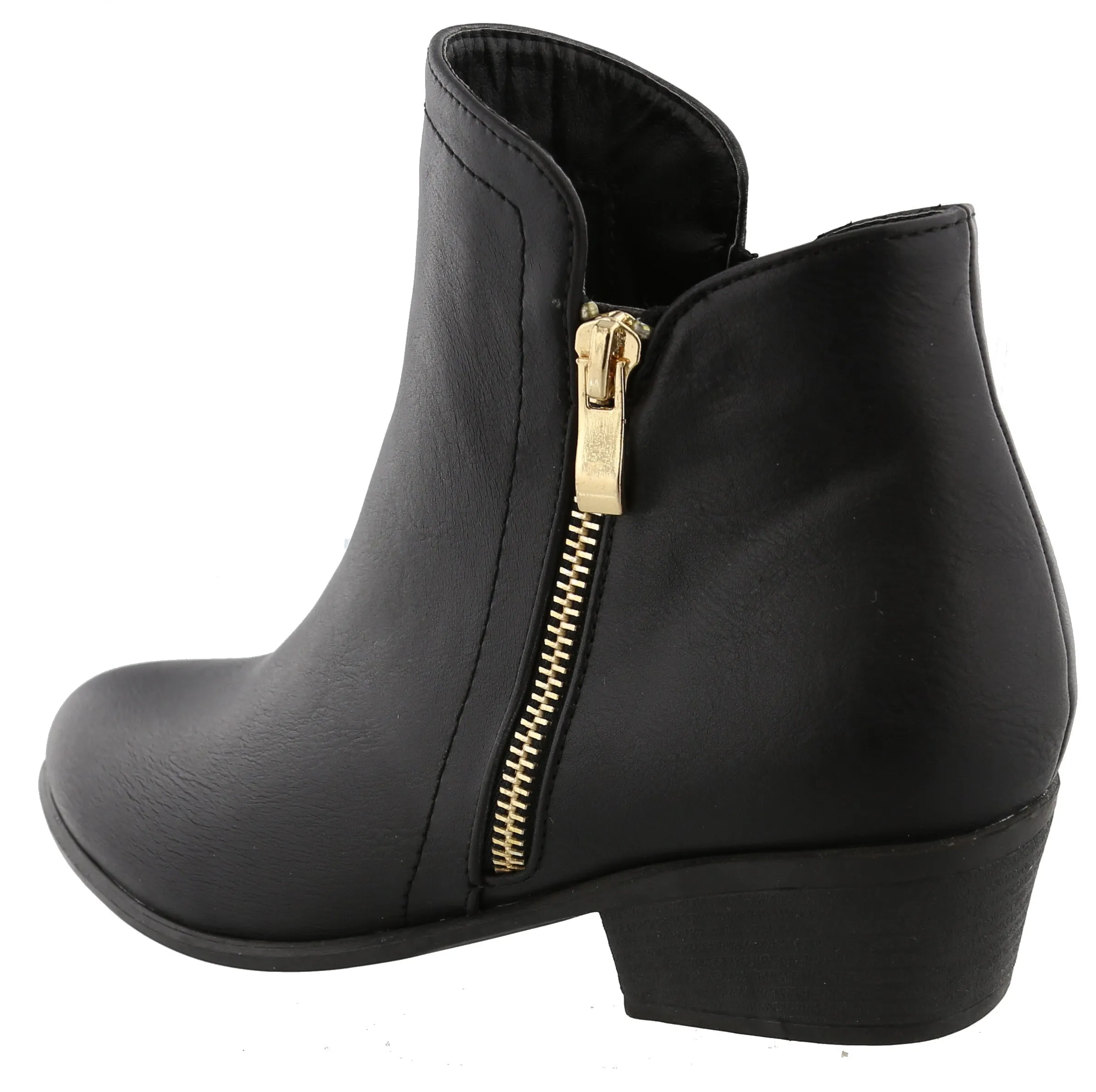 Top Moda Women's Western Closed Toe Zipper Chunky Stacked Heel Ankle Bootie