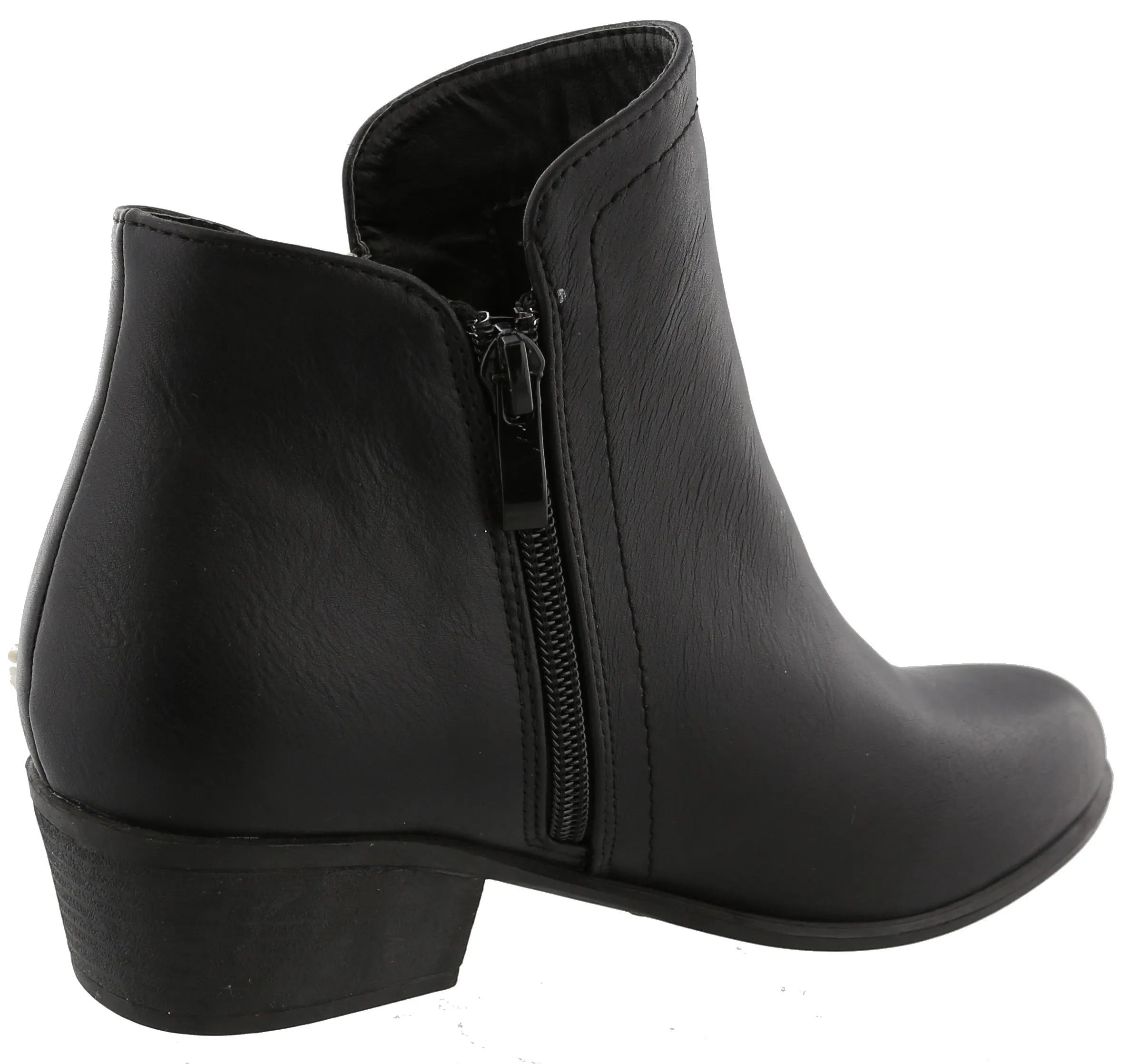 Top Moda Women's Western Closed Toe Zipper Chunky Stacked Heel Ankle Bootie