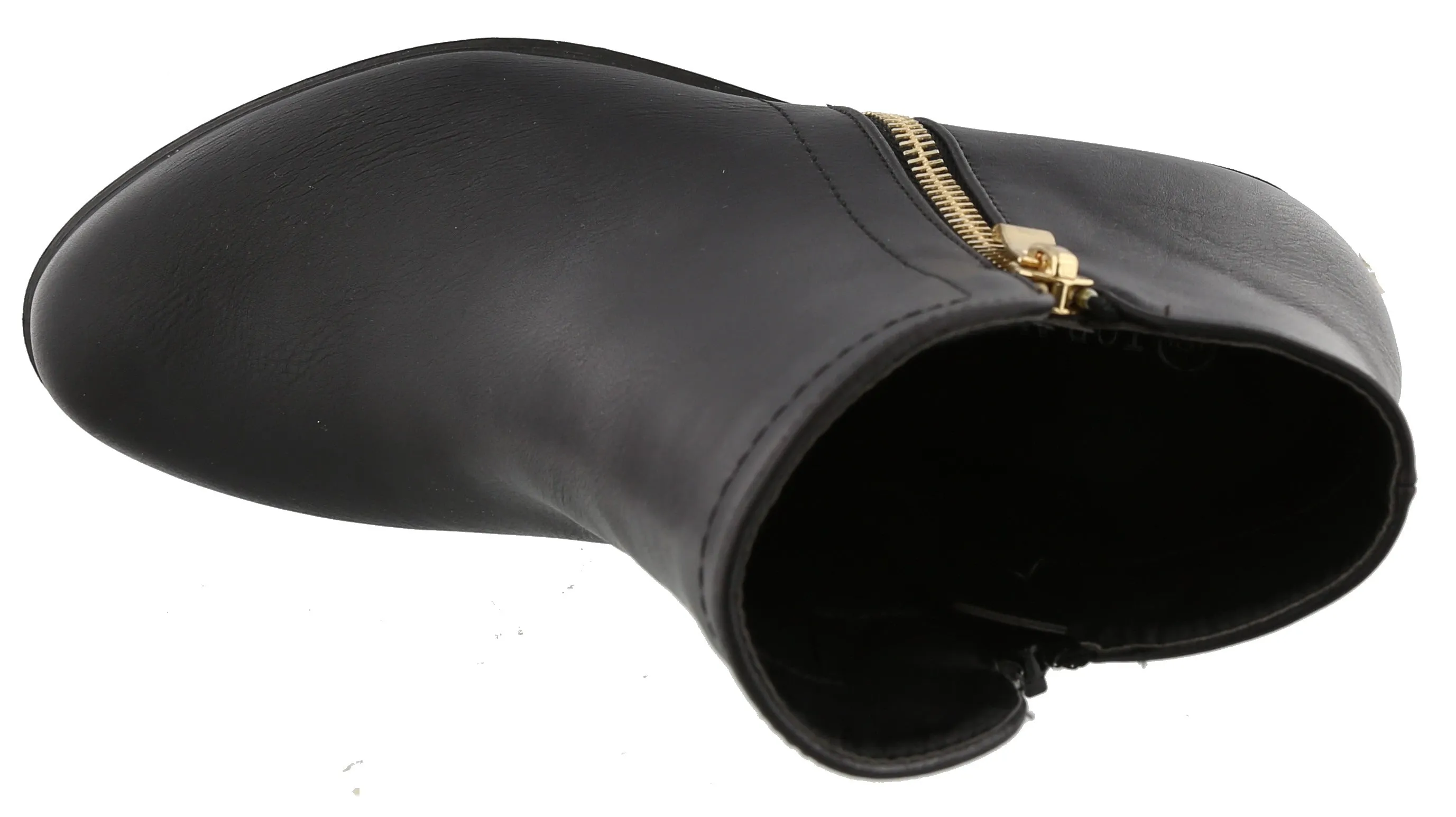Top Moda Women's Western Closed Toe Zipper Chunky Stacked Heel Ankle Bootie
