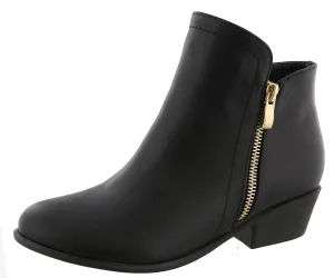 Top Moda Women's Western Closed Toe Zipper Chunky Stacked Heel Ankle Bootie