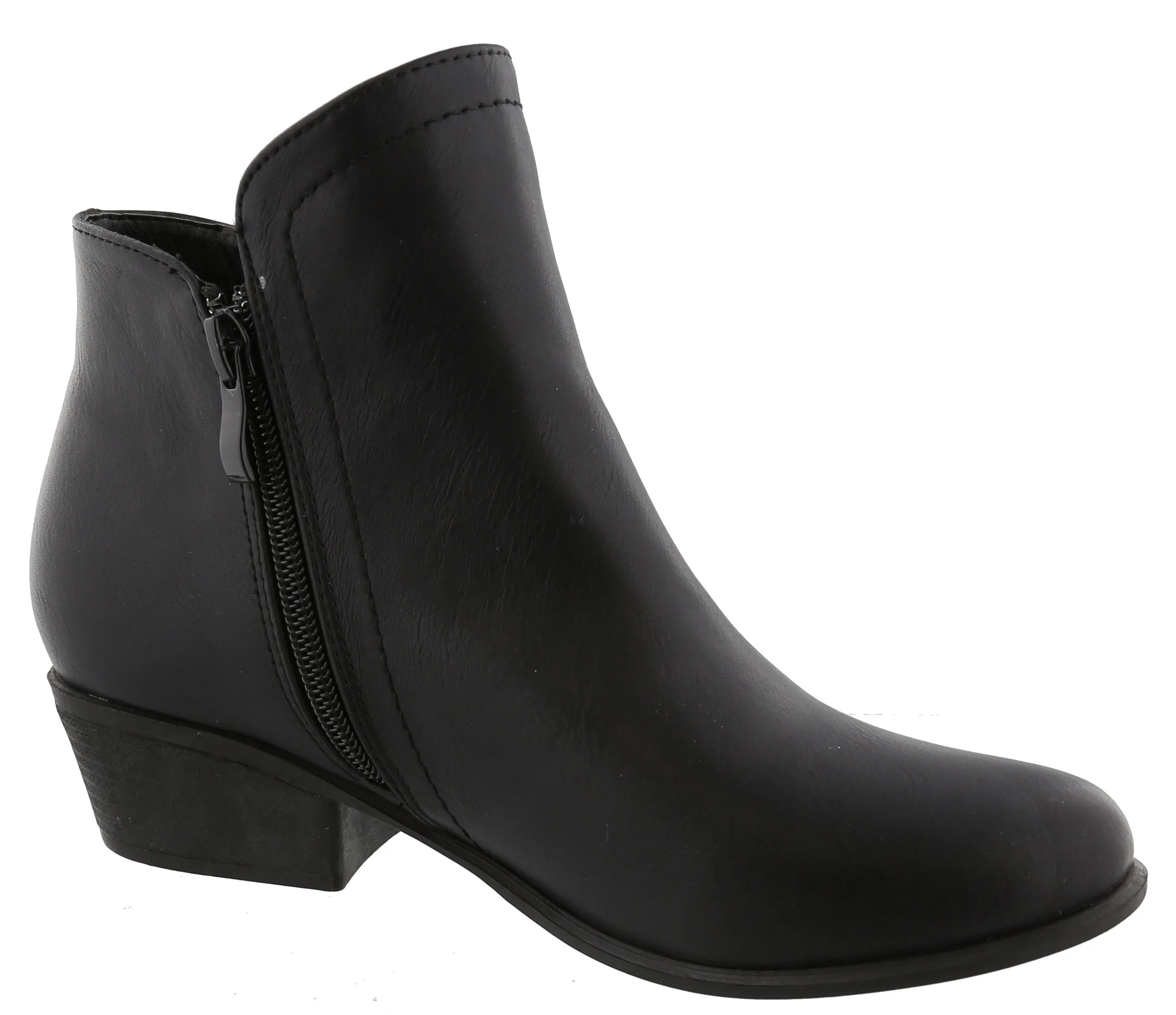Top Moda Women's Western Closed Toe Zipper Chunky Stacked Heel Ankle Bootie
