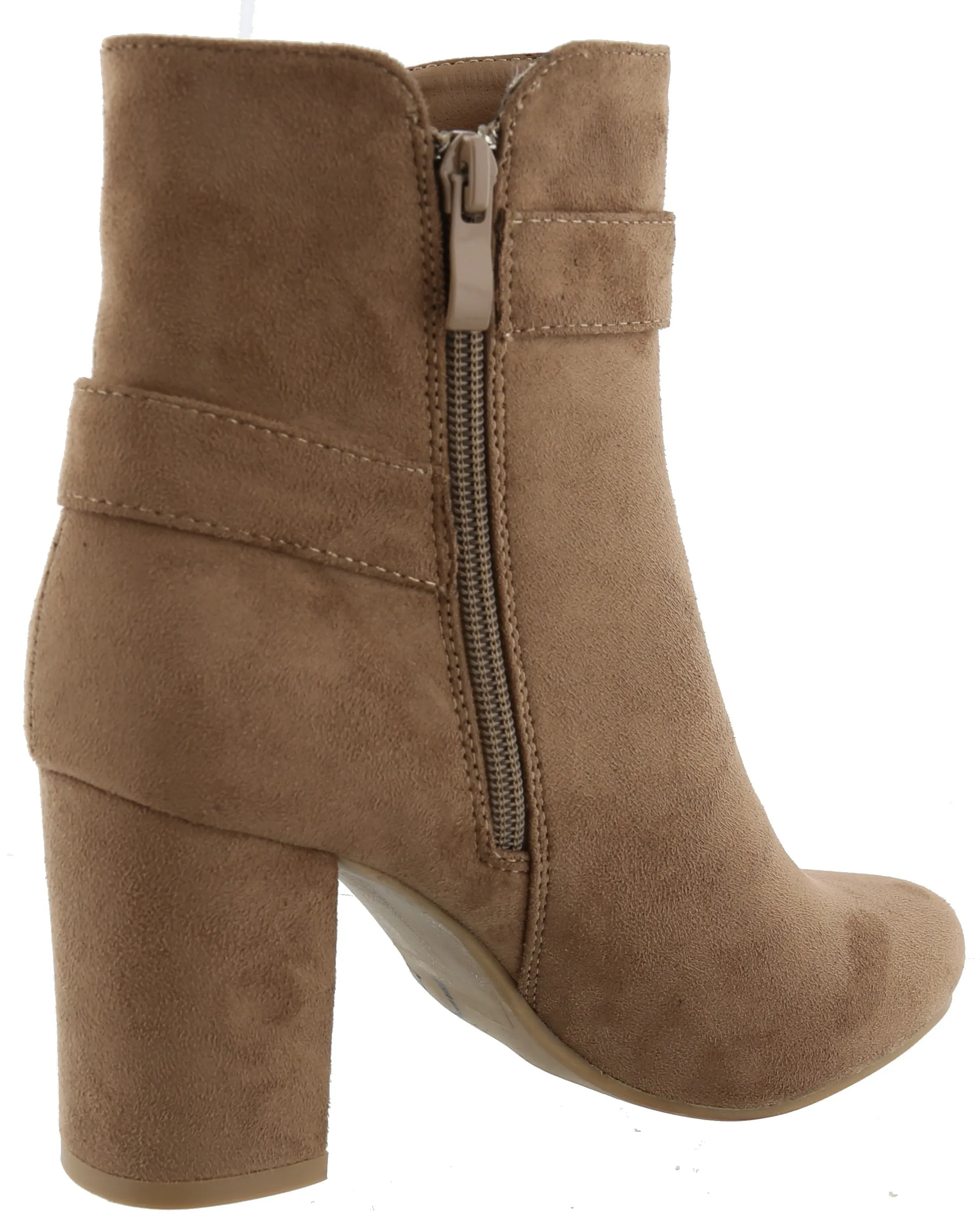 Top Moda Women's Western Strappy Buckle Chunky Stacked Block Heel Ankle Bootie