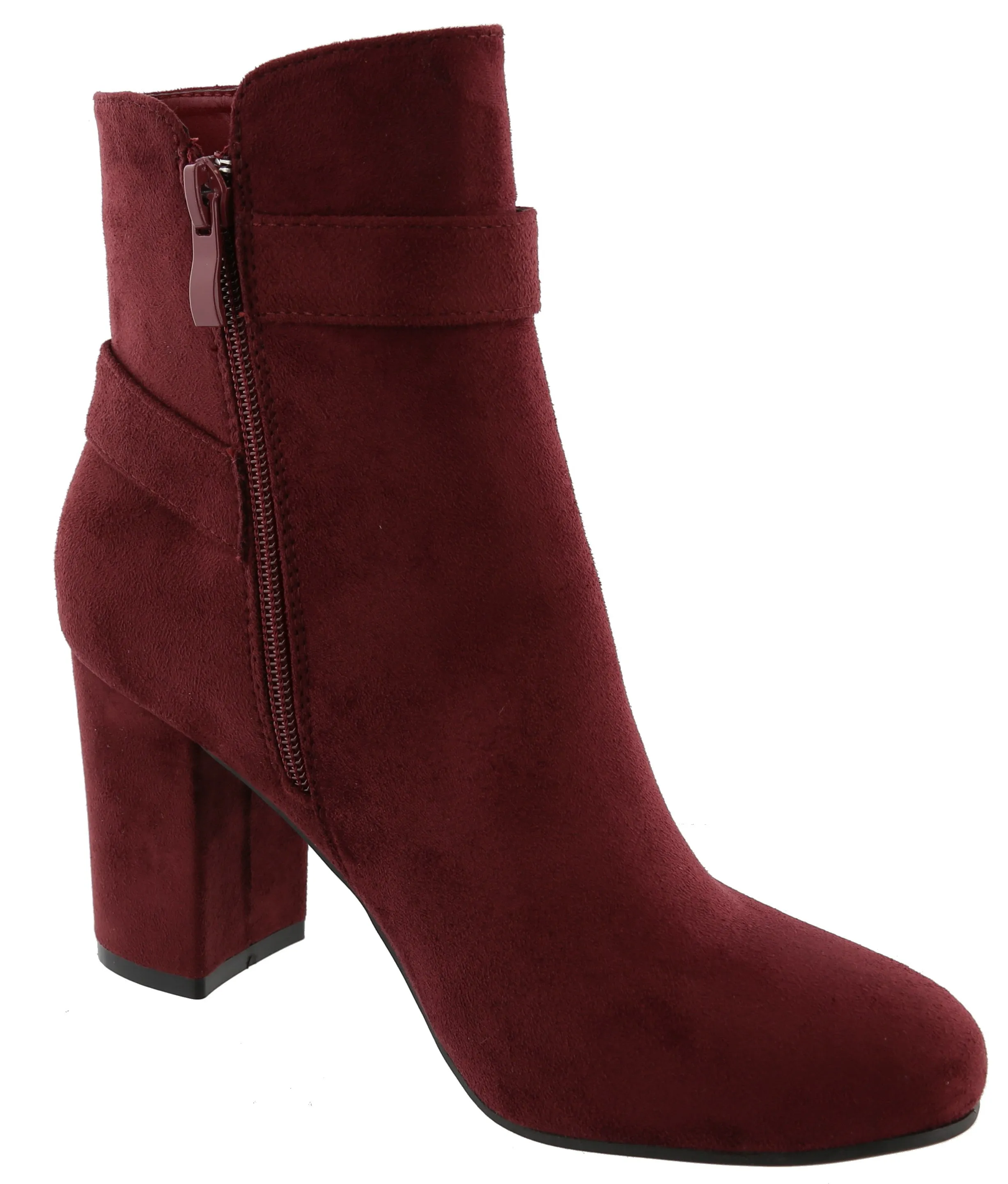 Top Moda Women's Western Strappy Buckle Chunky Stacked Block Heel Ankle Bootie